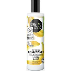 Organic Shop Navulconditioner voor normaal haar banaan en jasmijn 280 ml