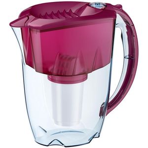 AQUAPHOR Prestige Cherry Waterfilter met 1 A5-filter, karaf van 2,8 liter, past op de koelkastdeur, vermindert kalk en chloor, tafelwaterfilter, praktische filterkan