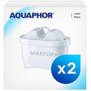 AQUAPHOR Maxfor+ Filterpatroon, verpakking van 2, filtert kalk, chloor en zware metalen en andere stoffen, 200 liter helder water, met AQUAL-technologie, voor beter eten en drinken