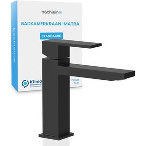 Bächlein Waterkraan vierkant, éénhendelmengkraan (standaard, mat zwart) - Badkamerkraan met strakke lijnen