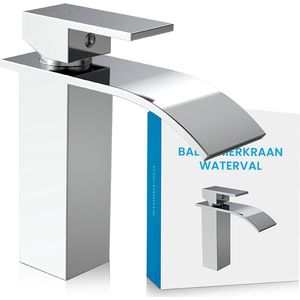 Bächlein Waterval Badkraan in Waterfall-Design, Eengreeps mengkraan met duurzame keramische cartridge en montageset, Badkraan Chroom