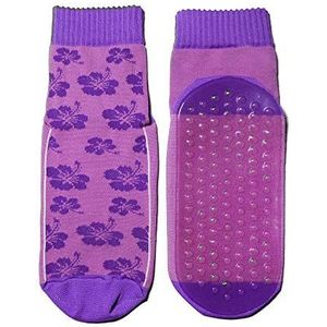 Weri Spezials Strandsokken, badsokken voor kinderen en het hele gezin met doorlopende ABS-coating, Thermolite Aqua-strandsokken in meerdere designs, Violet Hawai Bloemen, 35/38 EU
