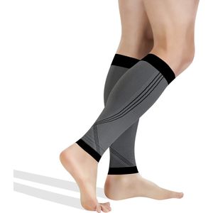 Kuit Compressie - Beensleeve - Calf Sleeves - Grijs Medium (kuit 33-42cm) - H: 158-170cm