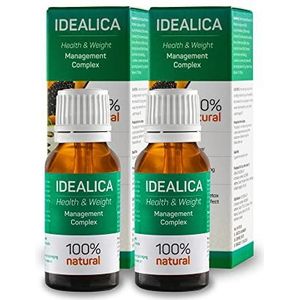 IDEALICA - 100% natuurlijke druppels voor gewichtsverlies, eetlustremmer en stofwisseling, gewichtscontrole, vitamine B1, vitamine B12, vitamine C, natuurlijke en geteste ingrediÃ«nten, veganistisch, set van 2 x 20.