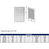 Europlast kunststof ventilatierooster rechthoekig wit met grill 170 x 250mm - VR2517