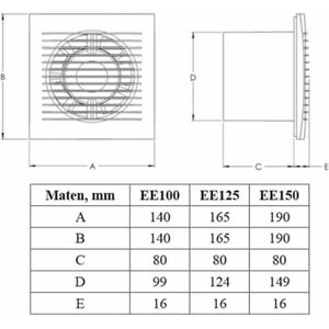 Ø 125mm Badkamer Ventilator - Zilver Stille Afzuigventilator - Badkamerventilator - Muurventilator voor Keuken, Garage, Toilet