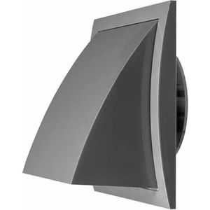 Europlast kunststof gevelrooster met terugslagklep 150 x 150mm grijs Ø 100 mm - ND10FVP