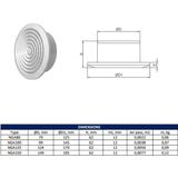 Europlast kunststof ventilatierooster rond wit met grill Ã˜ 150mm - NGA150