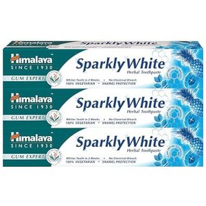 Himalaya Herbals Lot de 3 dentifrices à base de plantes « Sparkly White » - Dents plus blanches en 2 semaines - Élimination avancée de la plaque dentaire - Sans produits chimiques - Convient aux