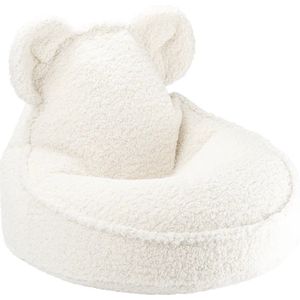 Wigiwama Zitzak Bear - Cream white - beanbag teddy - uitwasbare hoes - fluffy zitzak knuffelen - zitzak kinderen - kinder zitzak