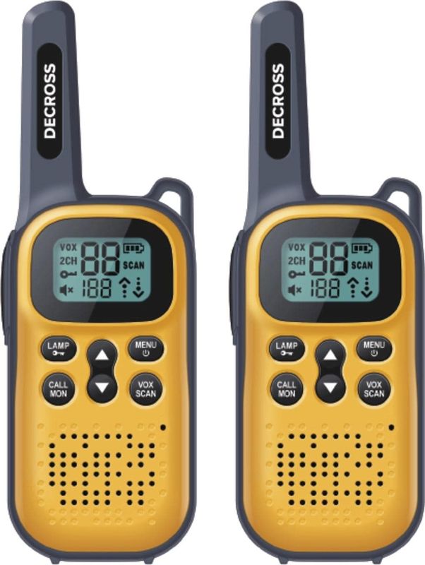 Decross - DC43 Twin EU - Walkietalkie - Geel - 4 km bereik - 16 kanalen