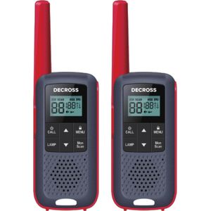 Decross - DC63 Twin EU - Walkietalkie - Rood - IPX4 Bescherming - 8 km Bereik