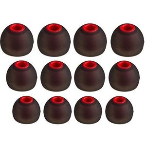 XCESSOR (S/M/L) 6 paar (12 stuks) siliconen vervangende oortelefoons in maat S/M/L. Vervangende oordopjes voor populaire in-ear hoofdtelefoons. Zwart/rood