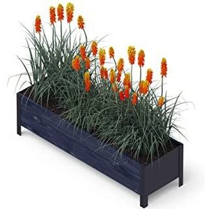 Upyard ModernBox Low Modern verhoogd bloembed van hout - laag verhoogd bloembed voor balkon, terras, tuin - plantenbak voor groenten en kruiden, 118 x 36 x 32, zwart