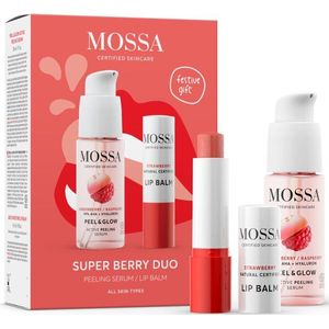 Mossa - Super Berry Duo Set - Gezichtsverzorging - Peel & Glow Active Peeling Serum 30 ml + Strawberry Lip Balm 45 g