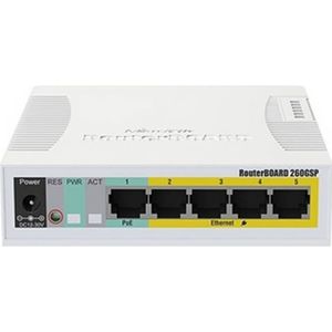 MikroTik RouterBOARD RB260GSP 5x Gigabit PoE out Ethernet Smart Switch SFP cage plastic case SwOS