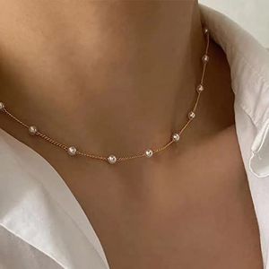 HUOCAI Kettingen en sieraden kralen choker ketting kralen choker ketting kleur goud gothic sieraden hanger ketting voor vrouwen geschenken voor vrouwen, Parel, Parel