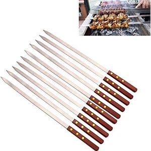 barbecue spiesjes,Bbq Barbecue Sticks Metalen Spiesjes Kebab Outdoor Grill, Met Houten Handvat, Voor Bbq, Party Essentials, 50cm lang, 10pc skebab