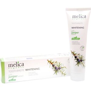 MELICA ORGANIC Biologisch 98% Natuurlijke WHITENING Juniper-JENEVERBESSEN BIO TANDPASTA met XYLITOL en KALIDENT voor witte tanden zonder Fluoride, SLS, SLES, parabenen 100ml