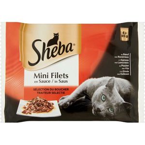 Sheba® Le Boucher Mini-sauzennetten, vershoudzakken voor volwassen katten, 4 soorten, 4 x 85 g