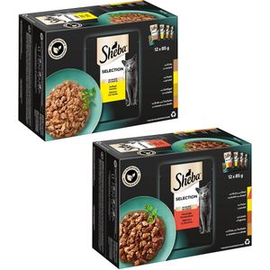 48x85g Selection in Sauce Gevogelte variatie Sheba Kattenvoer