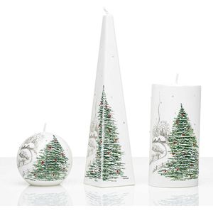 Kaarsen - Set Handgeschilderd - Kerstboom - Kerst - Kerstverlichting
