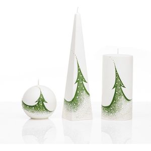 Kaarsen - Set - Handgeschilderd - kerstboom - kerst