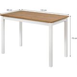 hagge home Scandinavisch houten eettafel, bureau, keukentafel, computertafel, consoletafel, thuiskantoor, eetkamertafel, woonkamertafel, werkkamertafel, 110 x 68 cm, hoogte 75 cm, wit/bruin