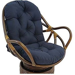 MOTT ontspannende stoel kussen rotan zitkussen met hoge rugkussen,waterdichte outdoor opknoping ei hangmat stoel pads voor terras tuin balkon, blauw