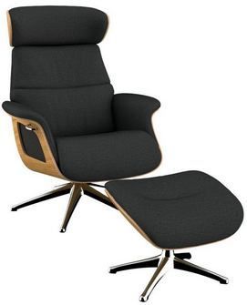 FLEXLUX Relaxsessel "Clement Relaxstuhl, Polstersessel, Liegesessel, TV-Sessel,", Rücken- & Kopfteilverstellung, Drehbar, Armlehne Eiche, Fuß Alu