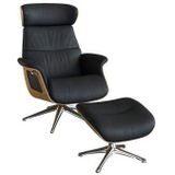 FLEXLUX Relaxsessel "Clement Relaxstuhl, Polstersessel, Liegesessel, TV-Sessel,", Rücken- & Kopfteilverstellung, Drehbar, Armlehne Eiche, Fuß Alu