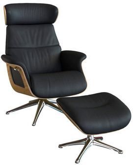 FLEXLUX Relaxsessel "Clement Relaxstuhl, Polstersessel, Liegesessel, TV-Sessel,", Rücken- & Kopfteilverstellung, Drehbar, Armlehne Eiche, Fuß Alu