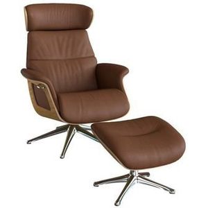 FLEXLUX Relaxsessel »Clement Relaxstuhl, Polstersessel, Liegesessel, TV-Sessel,«, Rücken- & Kopfteilverstellung, Drehbar, Armlehne Eiche, Fuß Alu