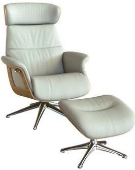 FLEXLUX Relaxsessel "Clement Relaxstuhl, Polstersessel, Liegesessel, TV-Sessel,", Rücken- & Kopfteilverstellung, Drehbar, Armlehne Eiche, Fuß Alu
