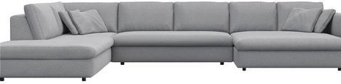 FLEXLUX Wohnlandschaft "Lovane, U-Form, bequem und komfortabel", Weich & anschmiegsam, große Sitztiefe auf Kaltschaum, Dekokissen inkl.