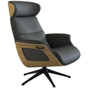 FLEXLUX Relaxfauteuil Clement relaxfauteuil, fauteuil, ligstoel, TV-stoel, Rug- & hoofdsteunverstelling, draaibaar, armleuning eik, zwart voet