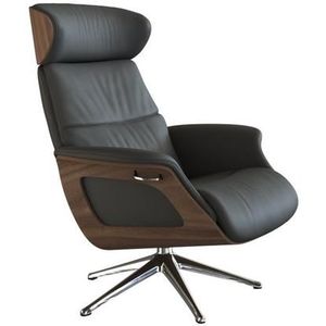 FLEXLUX Relaxfauteuil Clement Relaxstuhl, Polstersessel, Liegesessel, TV-Stuhl, Rugleuning & hoofdsteun verstelbaar, draaibaar, armleuningen Walnoot, aluminium voet, M