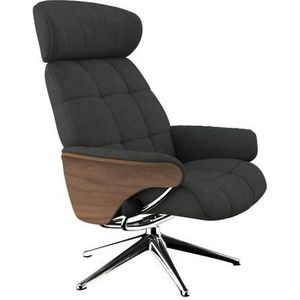 FLEXLUX Relaxfauteuil Relaxchairs Skagen Relaxfunctie & verstelling van hoofdsteun en rugleuning, armleuningen Walnoot, aluminium voet, M