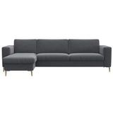 FLEXLUX Ecksofa "Fiore, Sitzaufbau mit hochwertigem Kaltschaum für mehr Sitzkomfort", breite Armlehnen, L-Form, Füße Alu+ Eiche
