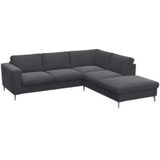 FLEXLUX Ecksofa "Fiore, L-Form", breite Armlehnen, Füße alufarben, B/T 241/225 cm, Kaltschaum im Sitz