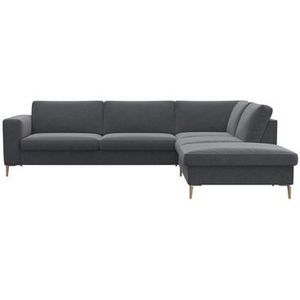FLEXLUX Ecksofa "Fiore, Sitzaufbau mit hochwertigem Kaltschaum für mehr Sitzkomfort", breite Armlehnen, L-Form, Füße Alu/Eiche