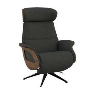 FLEXLUX Relaxfauteuil Clement praktische elektrische fauteuil Maat M, elektrische rug- en voetensteun, accu, armleuning Walnoot, aluminium voet