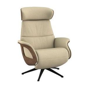 FLEXLUX Relaxfauteuil Clement praktische elektrische fauteuil Maat M, elektrische rug- en voetensteun, accu, armleuning Walnoot, zwarte poot