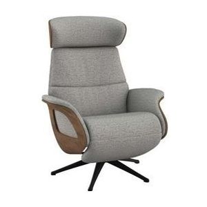 FLEXLUX Relaxfauteuil Clement praktische elektrische fauteuil Maat M, elektrische rug- en voetensteun, accu, armleuning Walnoot, zwarte poot