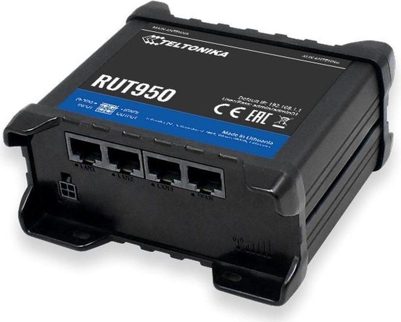 Teltonika - RUT950 - Router - Zwart - 4G/LTE met Wi-Fi en Twee SIM-kaartsleuven