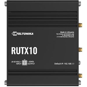 Teltonika RUTX10 Industrial Wi-Fi Router, Wi-Fi 5, VLAN Management, Multiple VPNs, 4x Gigabit Ethernet Ports, Industrial Protocols