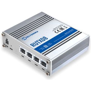TELTONIKA - RUTX08 - Industrial LTE VPN Router - Aluminium - 4 Gigabit Ethernet Poorten