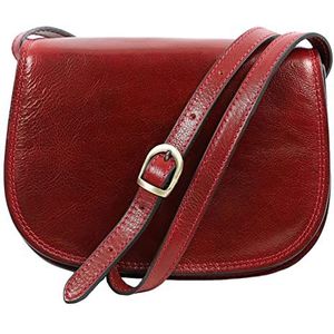 Time Resistance Kleine Leren Messengertas Dames Shouldertas Cross-lichaam tas Handgemaakt Italiaanse Volnerfleer, Rood