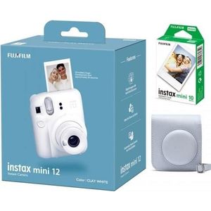 Fujifilm Momentinis fotoaparatas instax mini 12 CLAY WHITE+instax mini glossy (10pl)+originele dÄ-klas, Instant camera, Wit
