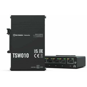 Teltonika - TSW010 - Netwerkschakelaar - Zwart - 5x RJ45 - 10/100 Mbit/s